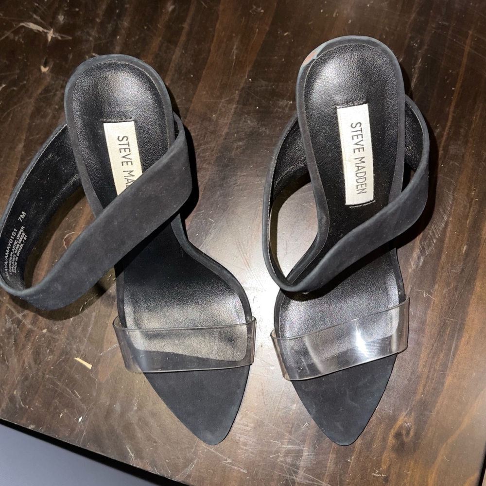 Steve Madden Black and Clear Heels